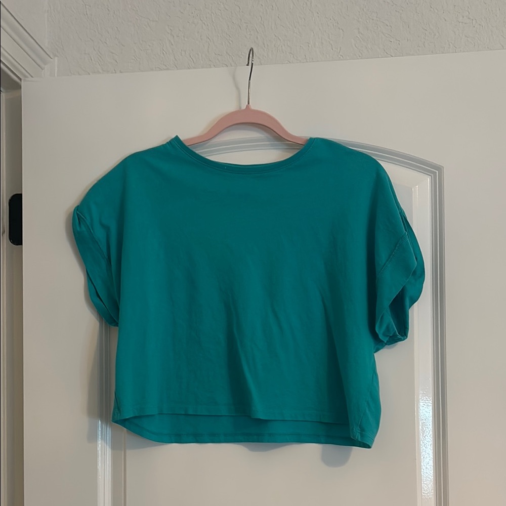 Zara Green Boxy Crop T-Shirt Short Sleeve
